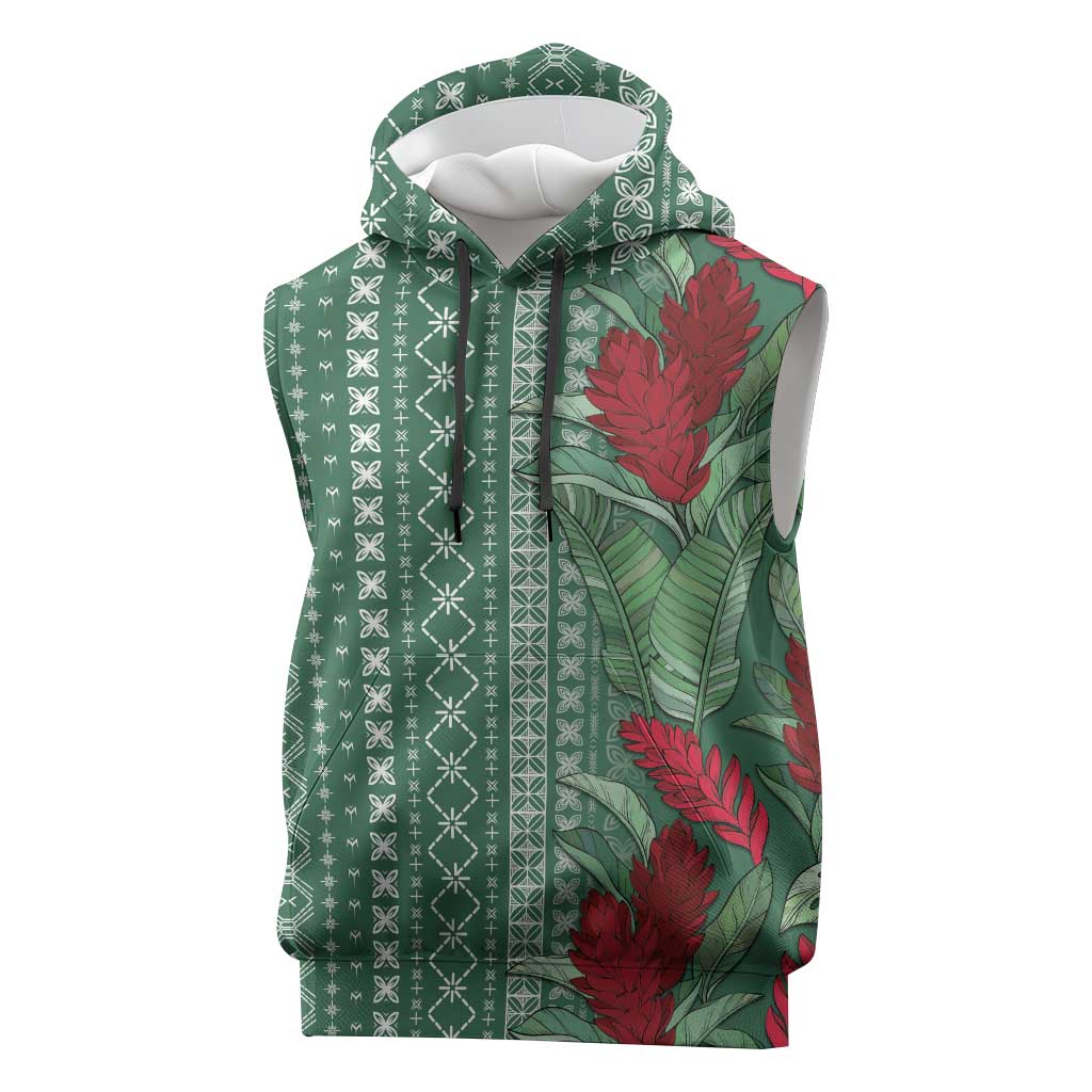 Women's Day Samoa Malu Tattoo Inspired Mix Teuila Sleeveless Hoodie Sage Green LT7 Sage Green - Polynesian Pride