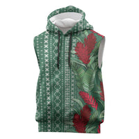 Women's Day Samoa Malu Tattoo Inspired Mix Teuila Sleeveless Hoodie Sage Green LT7 Sage Green - Polynesian Pride