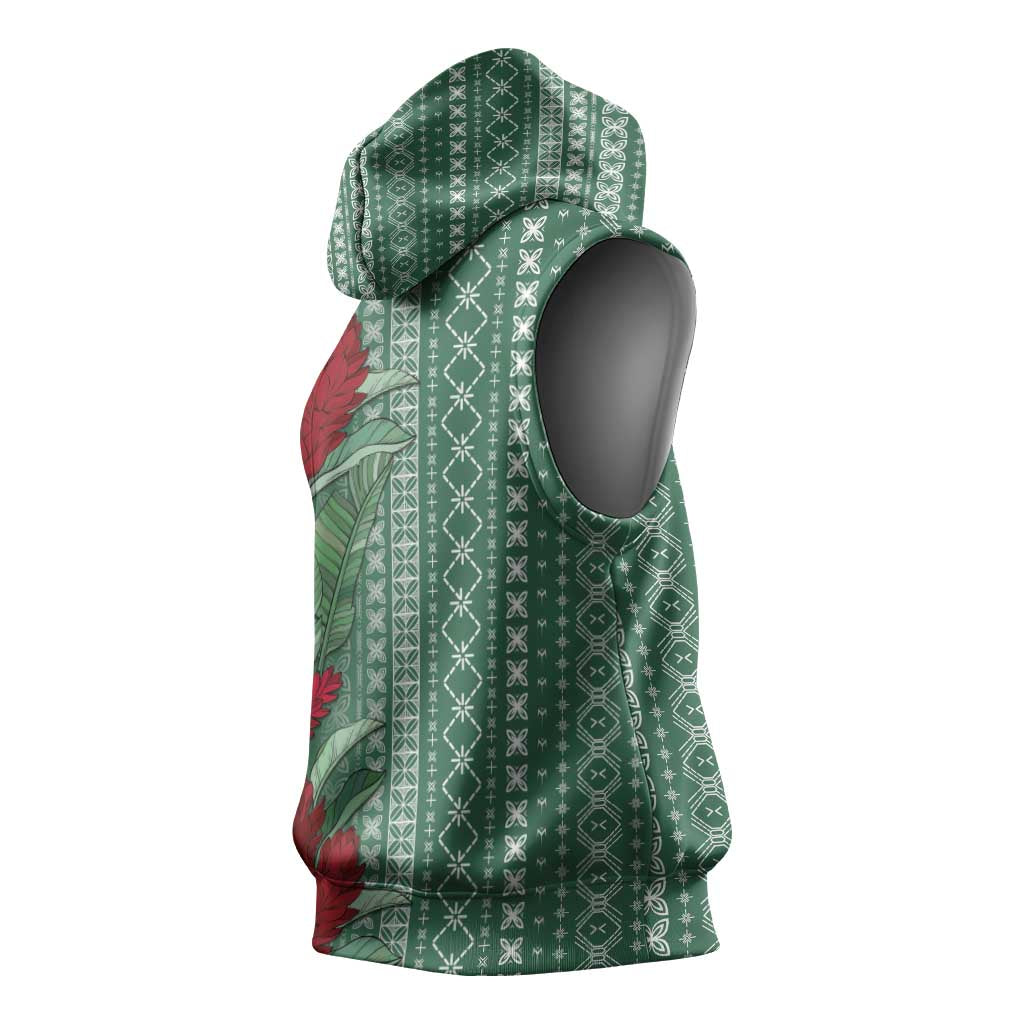 Women's Day Samoa Malu Tattoo Inspired Mix Teuila Sleeveless Hoodie Sage Green LT7 - Polynesian Pride