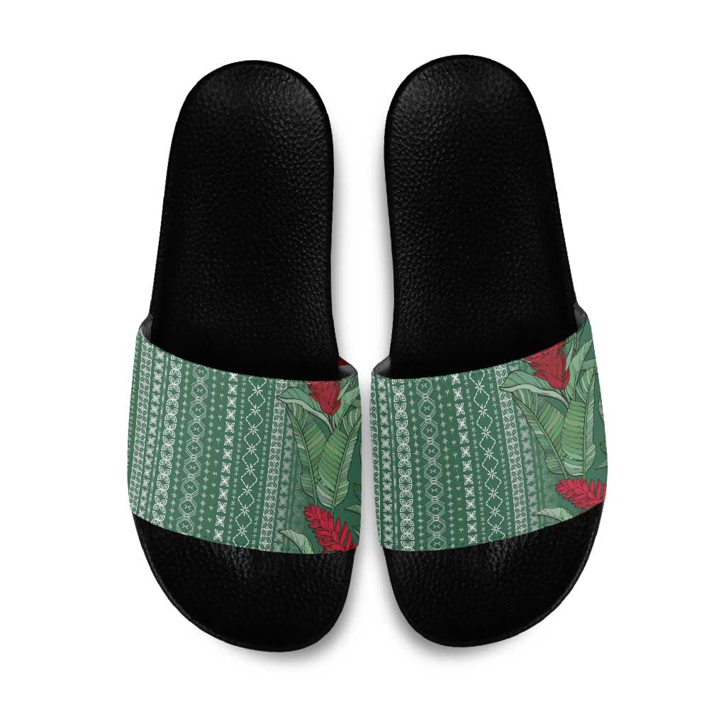 Women's Day Samoa Malu Tattoo Inspired Mix Teuila Slide Sandals Sage Green LT7 Sage Green - Polynesian Pride