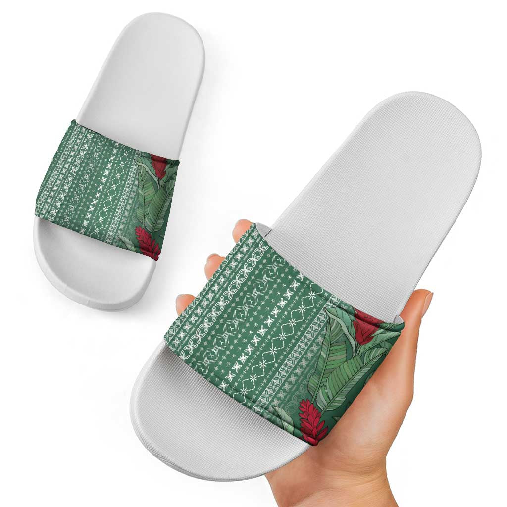 Women's Day Samoa Malu Tattoo Inspired Mix Teuila Slide Sandals Sage Green LT7 - Polynesian Pride
