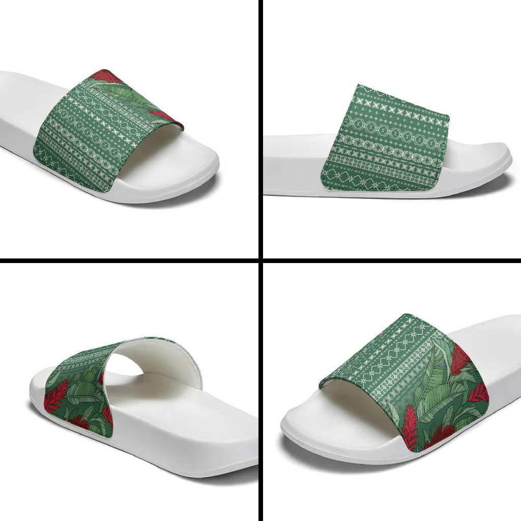 Women's Day Samoa Malu Tattoo Inspired Mix Teuila Slide Sandals Sage Green LT7 - Polynesian Pride