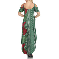 Women's Day Samoa Malu Tattoo Inspired Mix Teuila Summer Maxi Dress Sage Green LT7 - Polynesian Pride