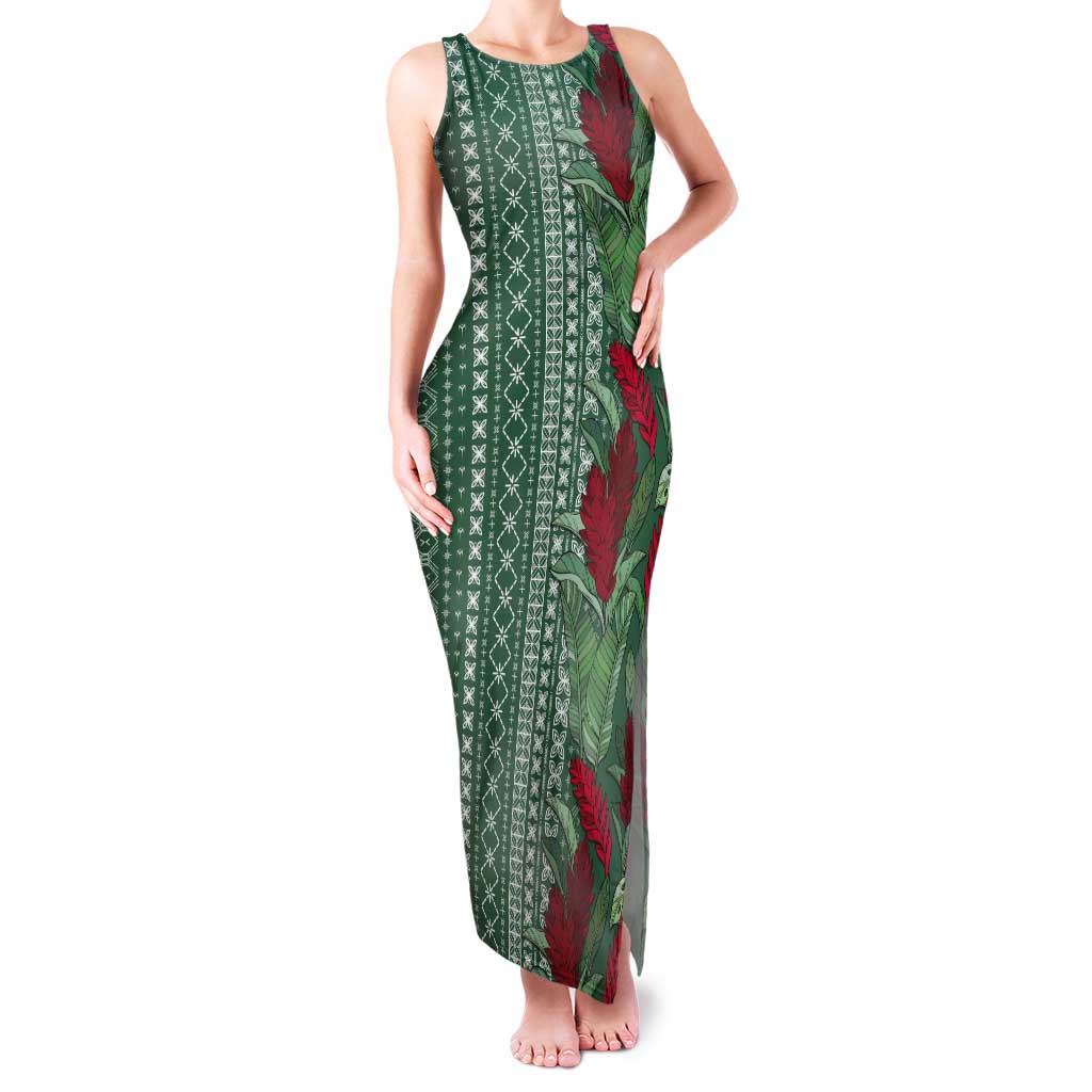 Women's Day Samoa Malu Tattoo Inspired Mix Teuila Tank Maxi Dress Sage Green LT7 Women Sage Green - Polynesian Pride