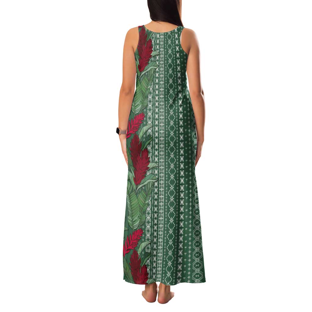 Women's Day Samoa Malu Tattoo Inspired Mix Teuila Tank Maxi Dress Sage Green LT7 - Polynesian Pride