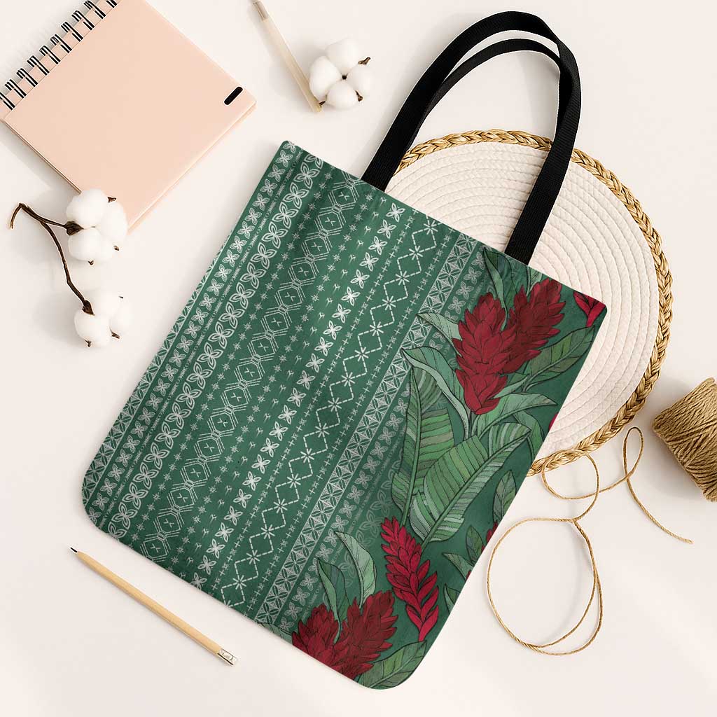 Women's Day Samoa Malu Tattoo Inspired Mix Teuila Tote Bag Sage Green LT7 Black Strap One Size Sage Green - Polynesian Pride