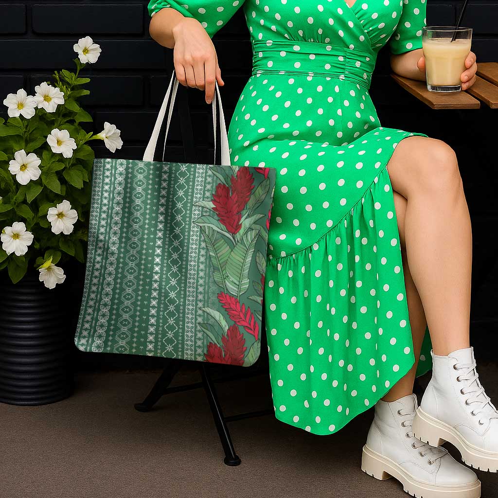 Women's Day Samoa Malu Tattoo Inspired Mix Teuila Tote Bag Sage Green LT7 - Polynesian Pride
