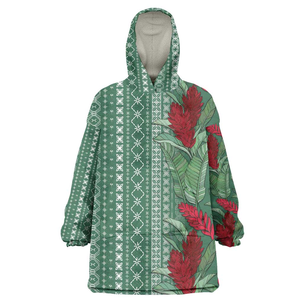 Women's Day Samoa Malu Tattoo Inspired Mix Teuila Wearable Blanket Hoodie Sage Green LT7 One Size Sage Green - Polynesian Pride