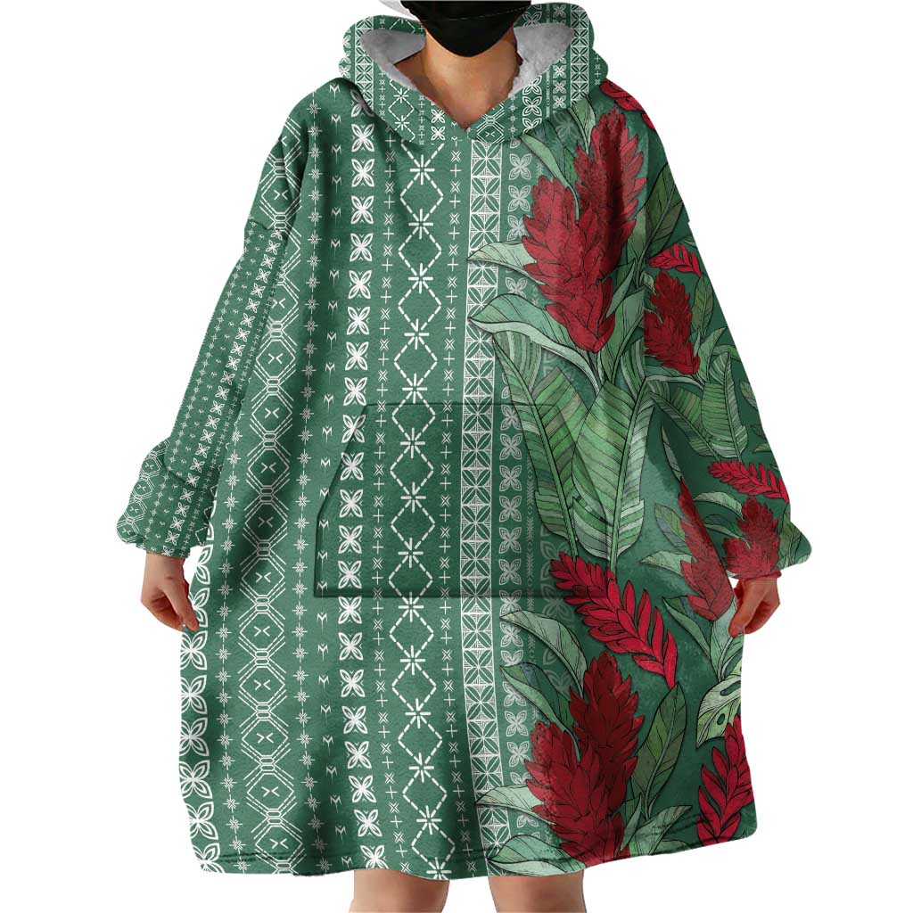 Women's Day Samoa Malu Tattoo Inspired Mix Teuila Wearable Blanket Hoodie Sage Green LT7 - Polynesian Pride