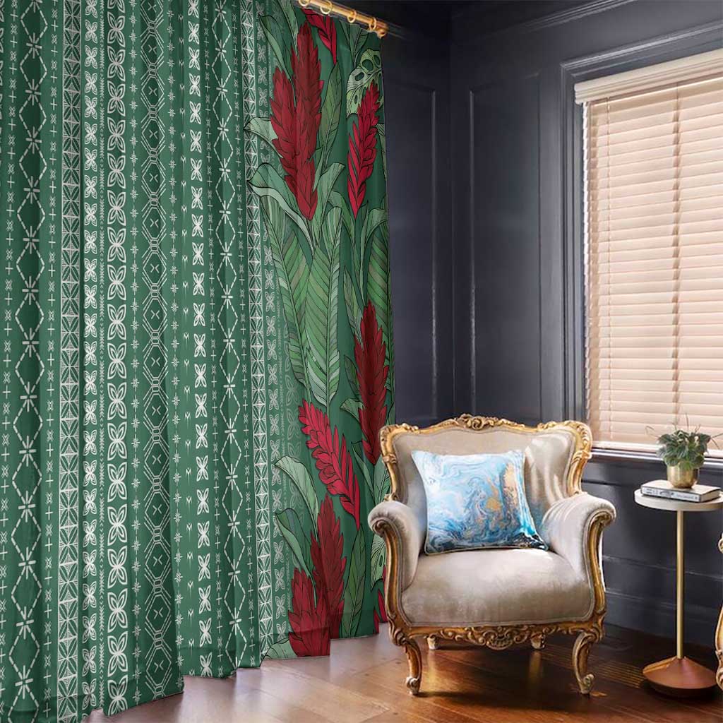 Women's Day Samoa Malu Tattoo Inspired Mix Teuila Window Curtain Sage Green LT7 - Polynesian Pride