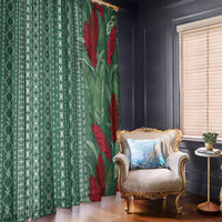 Women's Day Samoa Malu Tattoo Inspired Mix Teuila Window Curtain Sage Green LT7 - Polynesian Pride