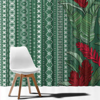 Women's Day Samoa Malu Tattoo Inspired Mix Teuila Window Curtain Sage Green LT7 - Polynesian Pride
