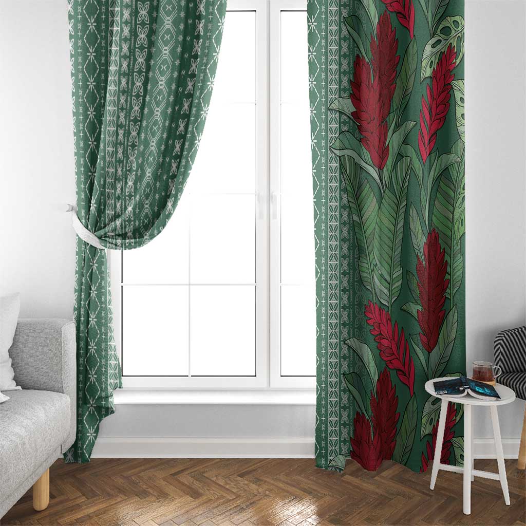 Women's Day Samoa Malu Tattoo Inspired Mix Teuila Window Curtain Sage Green LT7 - Polynesian Pride