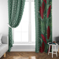 Women's Day Samoa Malu Tattoo Inspired Mix Teuila Window Curtain Sage Green LT7 - Polynesian Pride