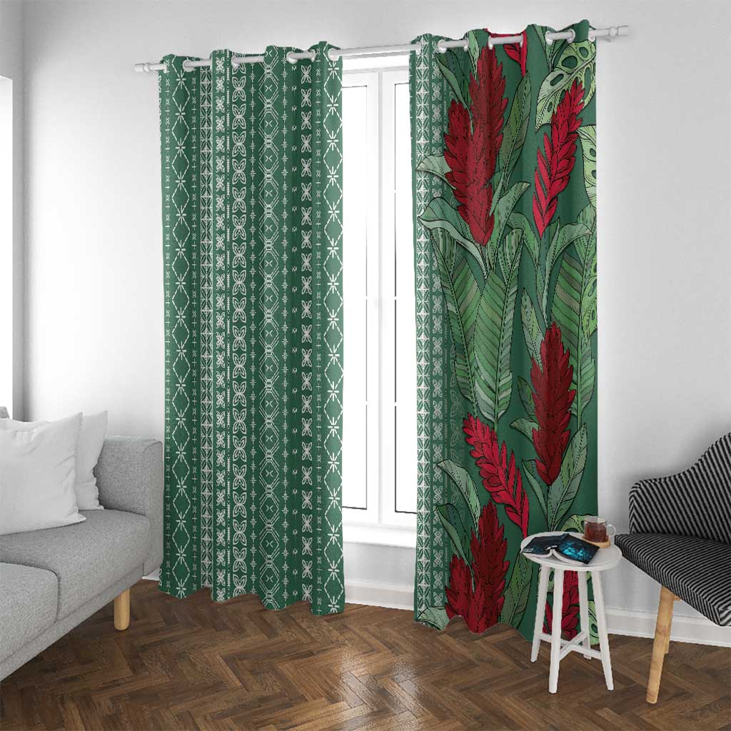 Women's Day Samoa Malu Tattoo Inspired Mix Teuila Window Curtain Sage Green LT7 With Grommets Sage Green - Polynesian Pride