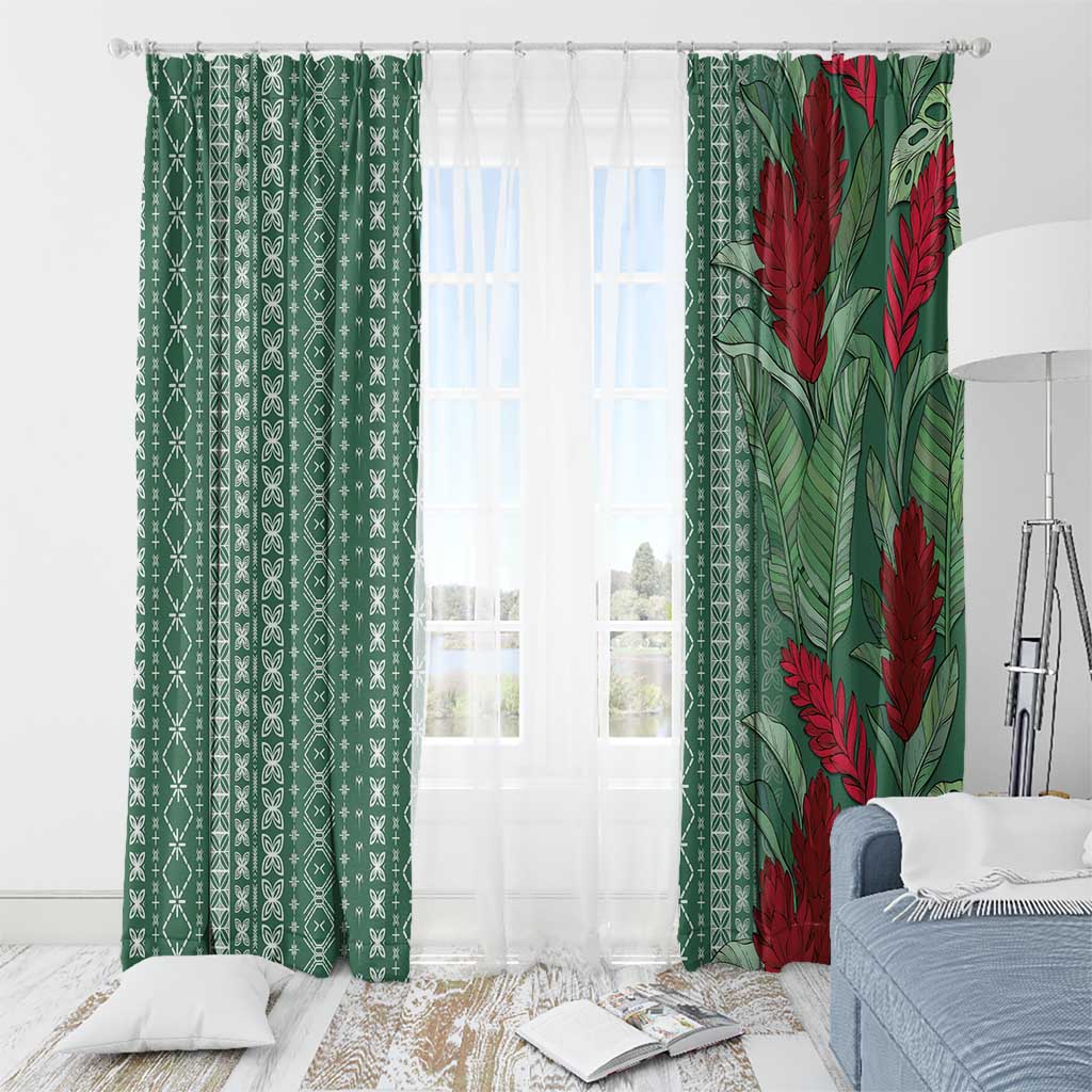 Women's Day Samoa Malu Tattoo Inspired Mix Teuila Window Curtain Sage Green LT7 - Polynesian Pride