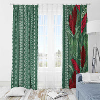Women's Day Samoa Malu Tattoo Inspired Mix Teuila Window Curtain Sage Green LT7 - Polynesian Pride