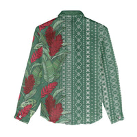 Women's Day Samoa Malu Tattoo Inspired Mix Teuila Women Casual Shirt Sage Green LT7 - Polynesian Pride