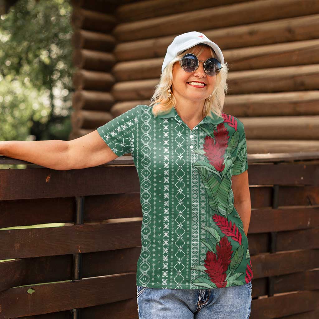 Women's Day Samoa Malu Tattoo Inspired Mix Teuila Women Polo Shirt Sage Green