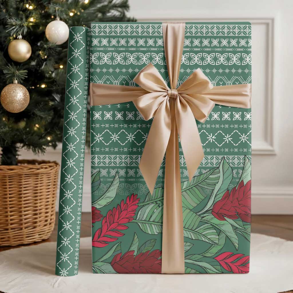 Women's Day Samoa Malu Tattoo Inspired Mix Teuila Wrapping Paper Sage Green LT7 - Polynesian Pride