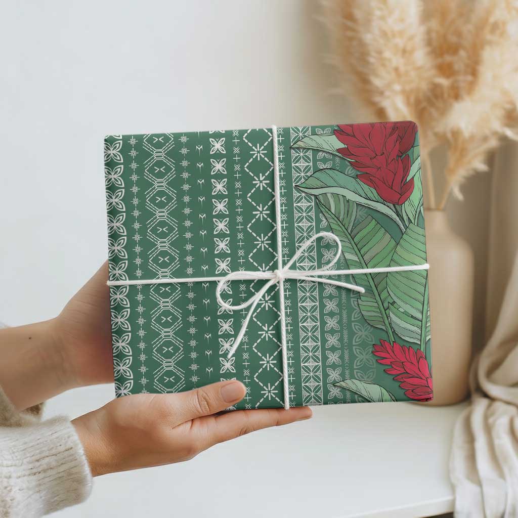 Women's Day Samoa Malu Tattoo Inspired Mix Teuila Wrapping Paper Sage Green LT7 - Polynesian Pride