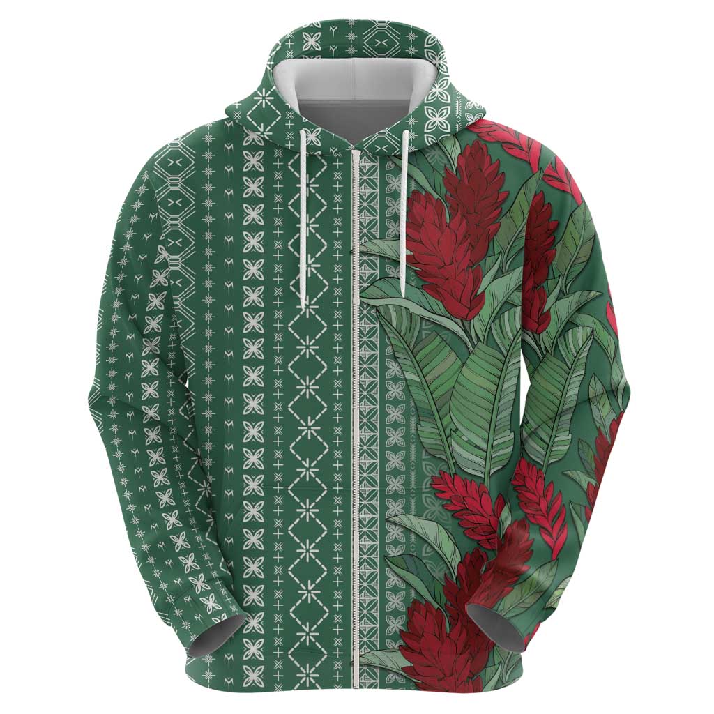 Women's Day Samoa Malu Tattoo Inspired Mix Teuila Zip Hoodie Sage Green LT7 - Polynesian Pride