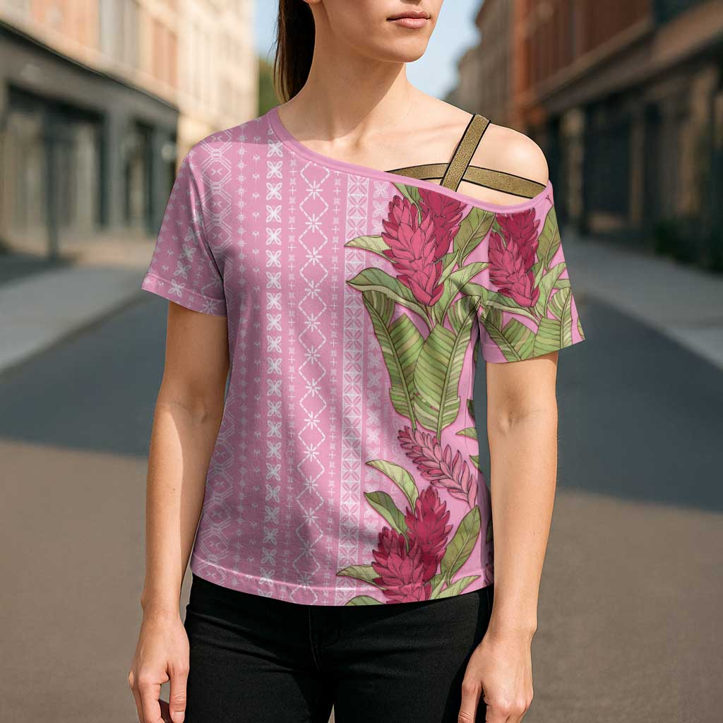 Women's Day Samoa Malu Tattoo Inspired Mix Teuila Cross Shoulder Shirt Rose Pink LT7 - Polynesian Pride