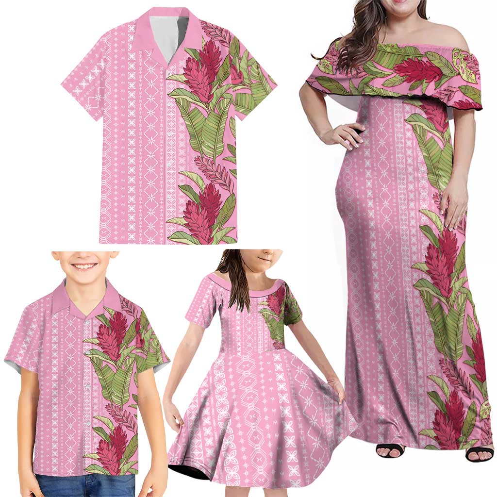 Women's Day Samoa Malu Tattoo Inspired Mix Teuila Family Matching Off Shoulder Maxi Dress and Hawaiian Shirt Rose Pink LT7 - Polynesian Pride