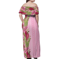 Women's Day Samoa Malu Tattoo Inspired Mix Teuila Family Matching Off Shoulder Maxi Dress and Hawaiian Shirt Rose Pink