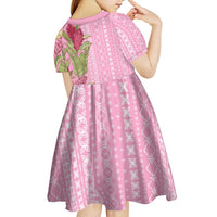 Women's Day Samoa Malu Tattoo Inspired Mix Teuila Kid Short Sleeve Dress Rose Pink LT7 - Polynesian Pride