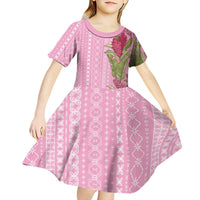 Women's Day Samoa Malu Tattoo Inspired Mix Teuila Kid Short Sleeve Dress Rose Pink LT7 - Polynesian Pride