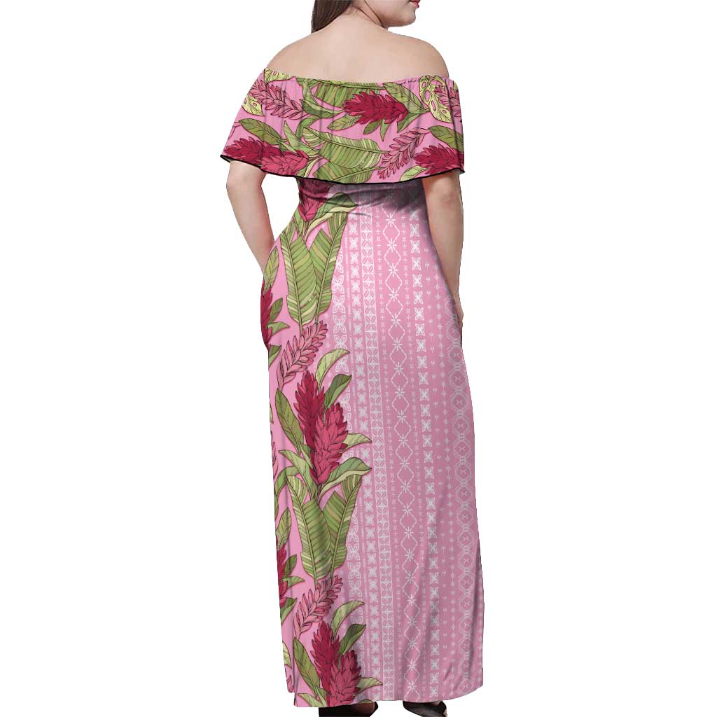 Women's Day Samoa Malu Tattoo Inspired Mix Teuila Off Shoulder Maxi Dress Rose Pink LT7 - Polynesian Pride