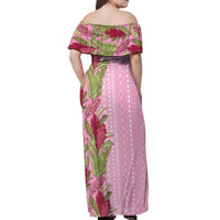 Women's Day Samoa Malu Tattoo Inspired Mix Teuila Off Shoulder Maxi Dress Rose Pink LT7 - Polynesian Pride