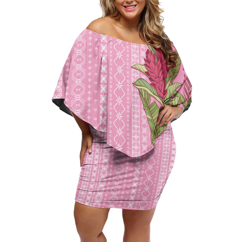 Women's Day Samoa Malu Tattoo Inspired Mix Teuila Off Shoulder Short Dress Rose Pink LT7 Women Rose Pink - Polynesian Pride