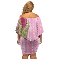 Women's Day Samoa Malu Tattoo Inspired Mix Teuila Off Shoulder Short Dress Rose Pink LT7 - Polynesian Pride