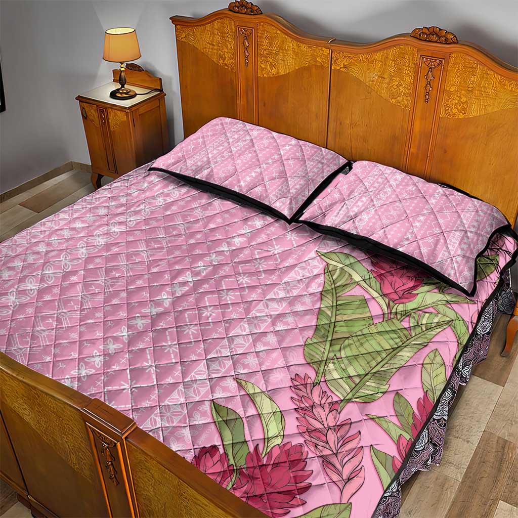 Women's Day Samoa Malu Tattoo Inspired Mix Teuila Quilt Bed Set Rose Pink LT7 - Polynesian Pride
