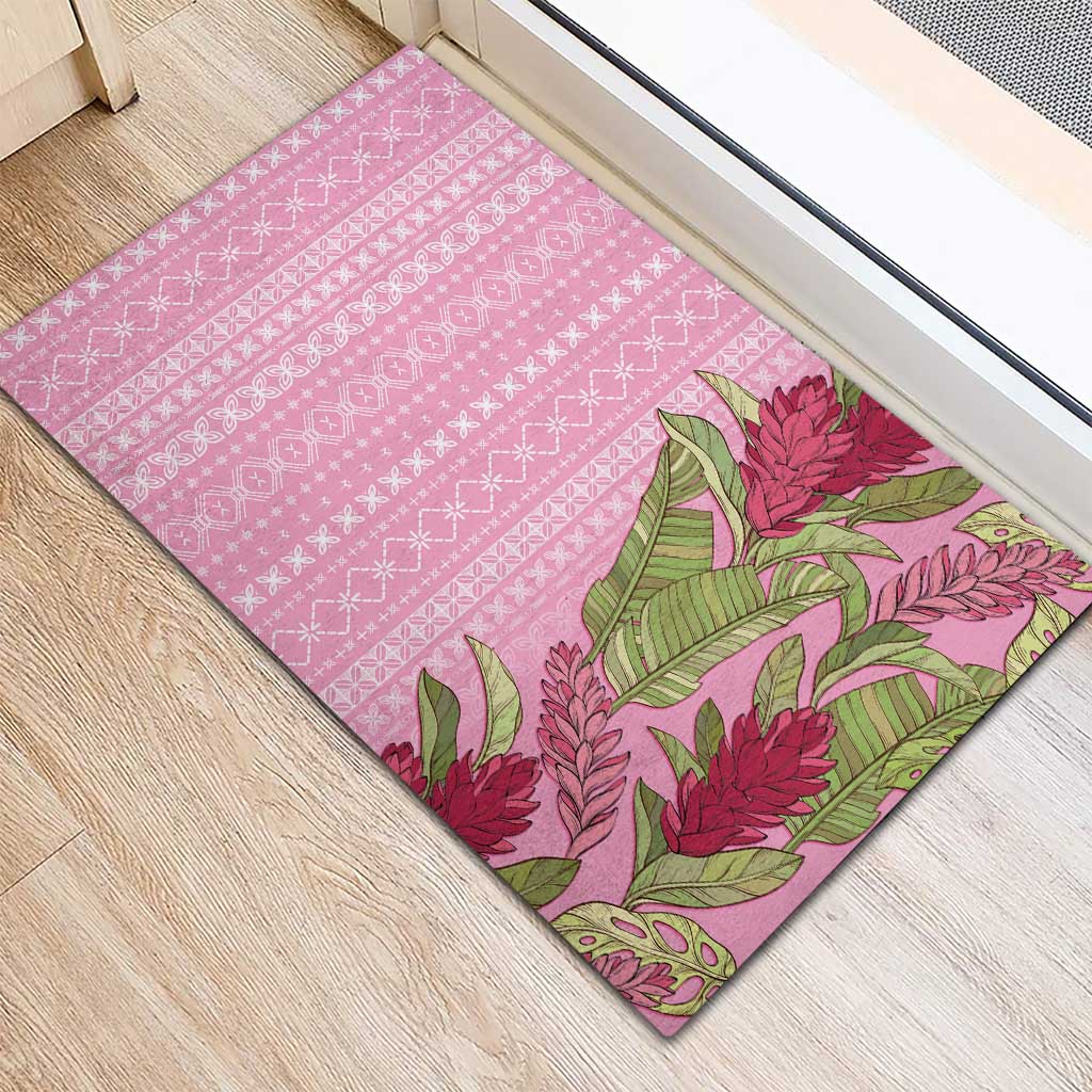 Women's Day Samoa Malu Tattoo Inspired Mix Teuila Rubber Doormat Rose Pink LT7 - Polynesian Pride