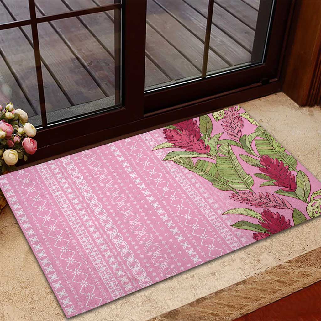 Women's Day Samoa Malu Tattoo Inspired Mix Teuila Rubber Doormat Rose Pink LT7 - Polynesian Pride