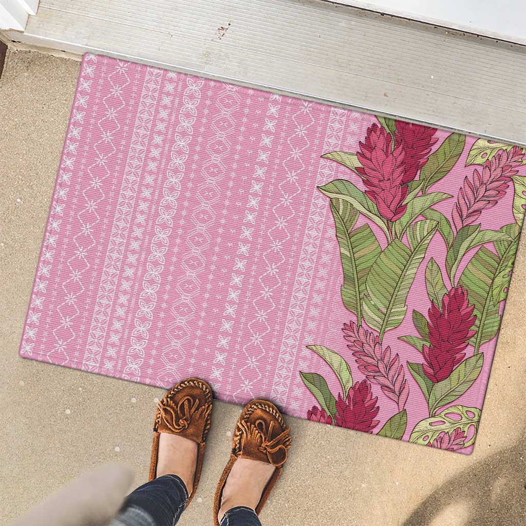 Women's Day Samoa Malu Tattoo Inspired Mix Teuila Rubber Doormat Rose Pink LT7 - Polynesian Pride