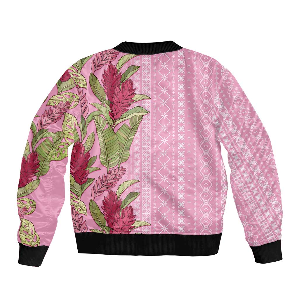 Women's Day Samoa Malu Tattoo Inspired Mix Teuila Sleeve Zip Bomber Jacket Rose Pink LT7 - Polynesian Pride