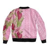 Women's Day Samoa Malu Tattoo Inspired Mix Teuila Sleeve Zip Bomber Jacket Rose Pink LT7 - Polynesian Pride
