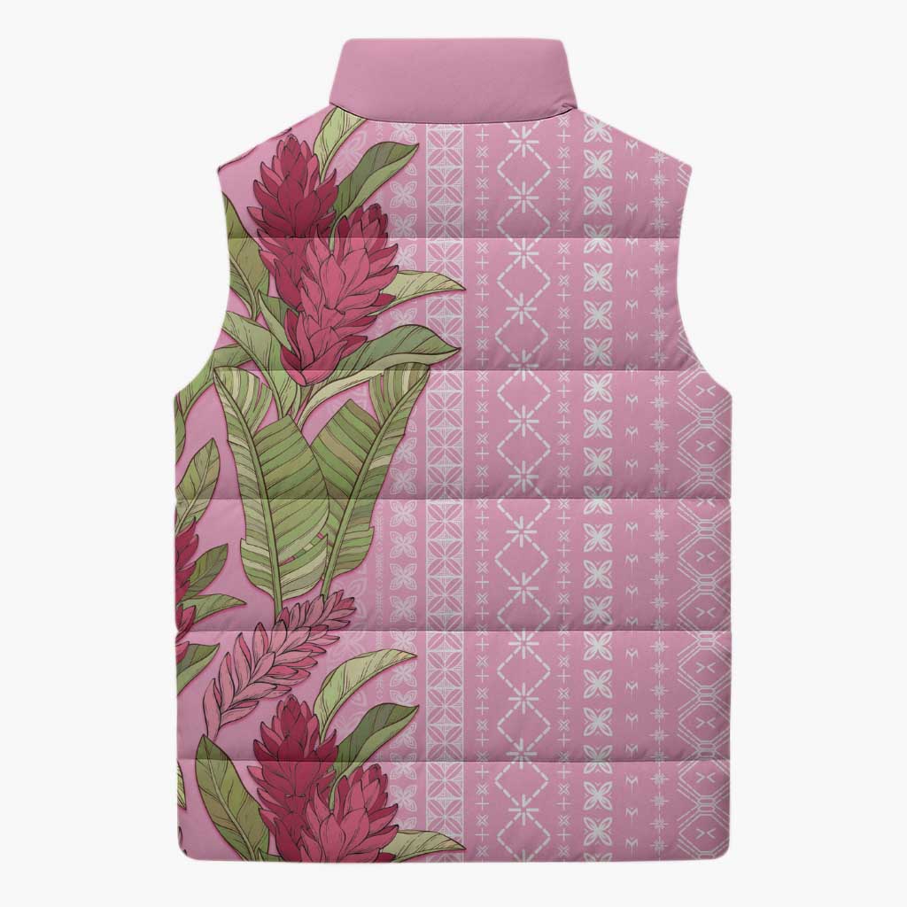 Women's Day Samoa Malu Tattoo Inspired Mix Teuila Sleeveless Puffer Jacket Rose Pink LT7 - Polynesian Pride