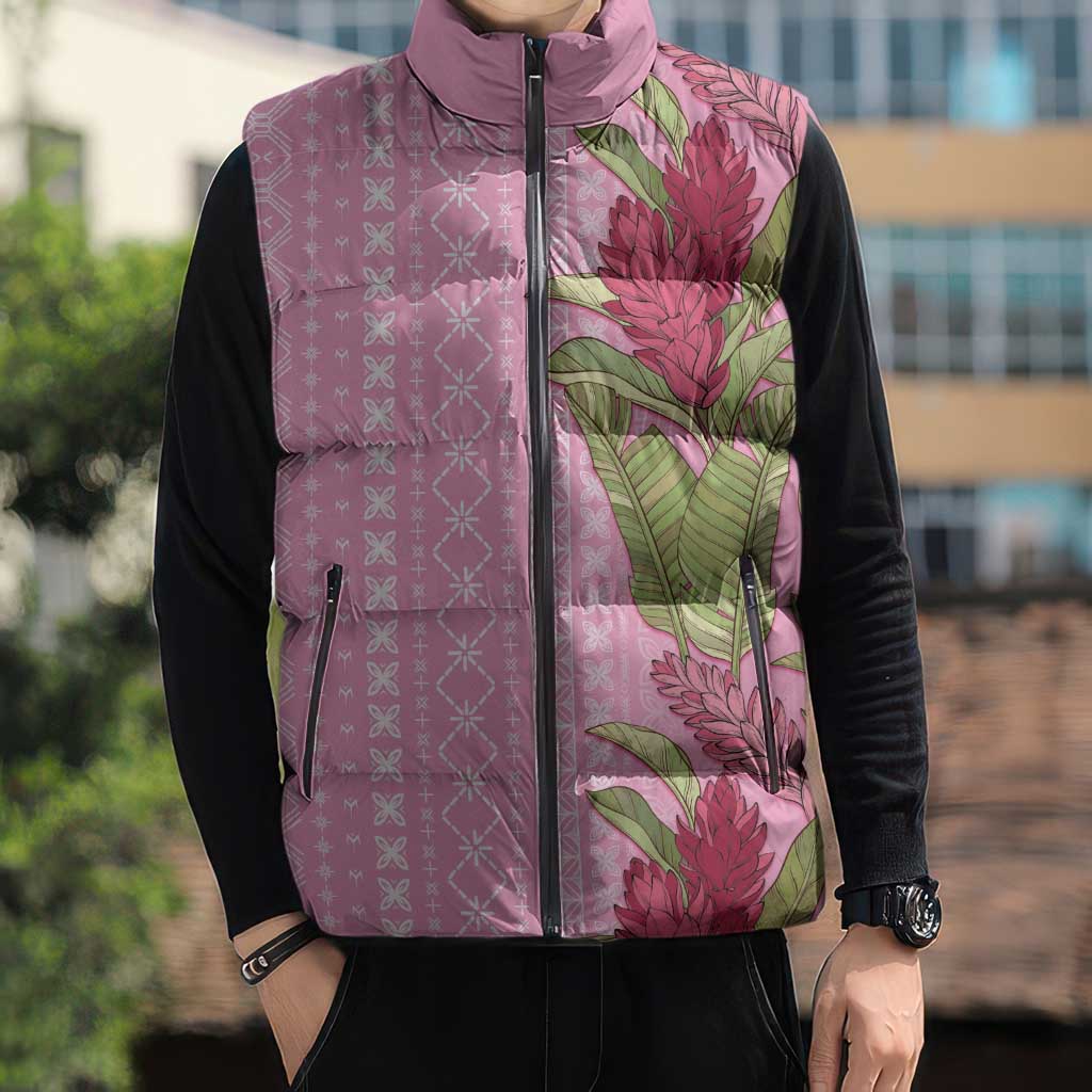 Women's Day Samoa Malu Tattoo Inspired Mix Teuila Sleeveless Puffer Jacket Rose Pink LT7 - Polynesian Pride