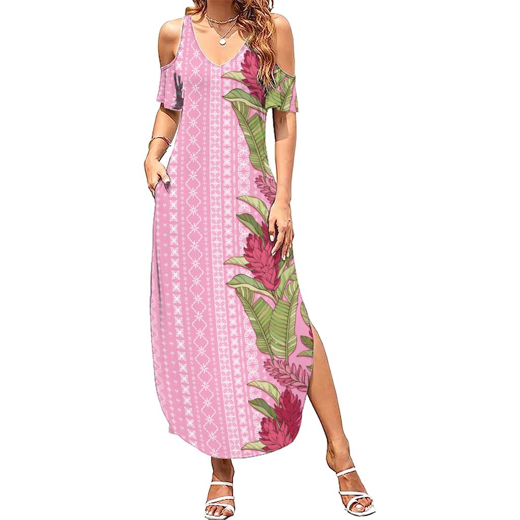 Women's Day Samoa Malu Tattoo Inspired Mix Teuila Summer Maxi Dress Rose Pink LT7 Women Rose Pink - Polynesian Pride