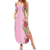 Women's Day Samoa Malu Tattoo Inspired Mix Teuila Summer Maxi Dress Rose Pink LT7 Women Rose Pink - Polynesian Pride