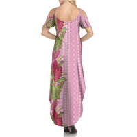 Women's Day Samoa Malu Tattoo Inspired Mix Teuila Summer Maxi Dress Rose Pink LT7 - Polynesian Pride