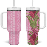 Women's Day Samoa Malu Tattoo Inspired Mix Teuila Tumbler With Handle Rose Pink LT7 One Size: 40 oz Rose Pink - Polynesian Pride