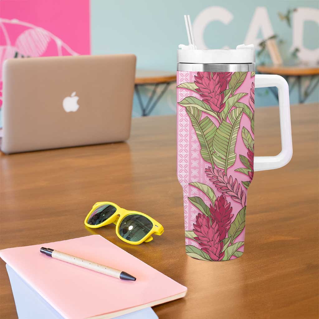 Women's Day Samoa Malu Tattoo Inspired Mix Teuila Tumbler With Handle Rose Pink LT7 - Polynesian Pride