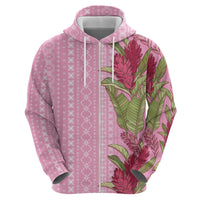 Women's Day Samoa Malu Tattoo Inspired Mix Teuila Zip Hoodie Rose Pink LT7 - Polynesian Pride
