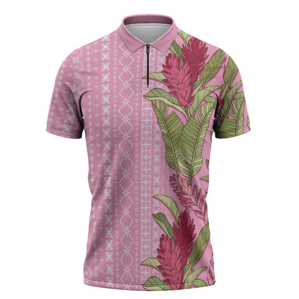 Women's Day Samoa Malu Tattoo Inspired Mix Teuila Zipper Polo Shirt Rose Pink LT7 Rose Pink - Polynesian Pride